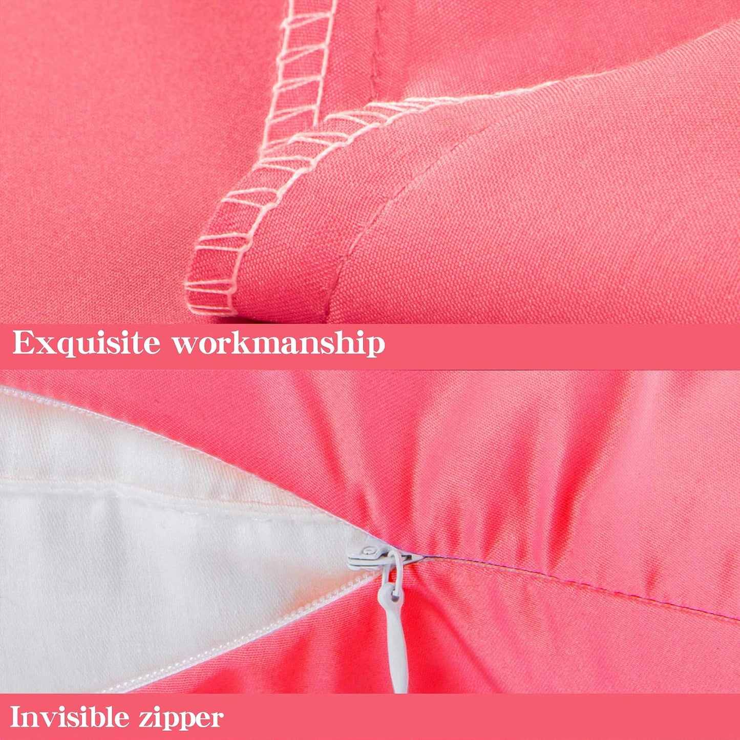 Satin Pillowcases with Zipper for Hair and Skin, Set of 2 Smilar to Silk Pillow Cases, Machine Washable, Wrinkle-Free, Cooling Satin Pillow Cases Queen, 20x30 Inches, Coral Pink