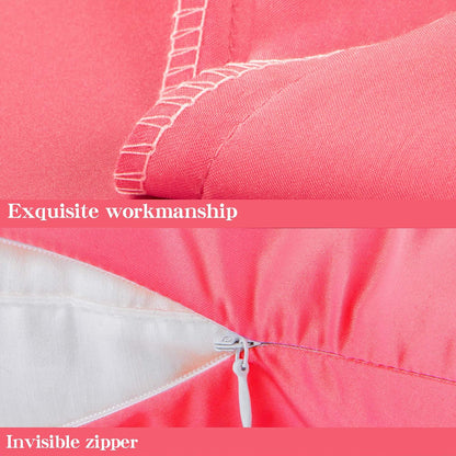 Satin Pillowcases with Zipper for Hair and Skin, Set of 2 Smilar to Silk Pillow Cases, Machine Washable, Wrinkle-Free, Cooling Satin Pillow Cases Queen, 20x30 Inches, Coral Pink
