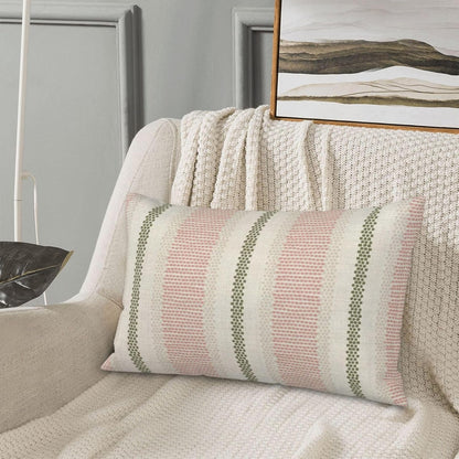 Pink Sage Green Pillow Covers 18x18 Inch 2 Pcs Boho Preppy Polka Dots Striped Decor Throw Pillows Modern Geometric Outdoor Farmhouse Decoration Pillowcase Linen Cushion Cover for Couch Sofa