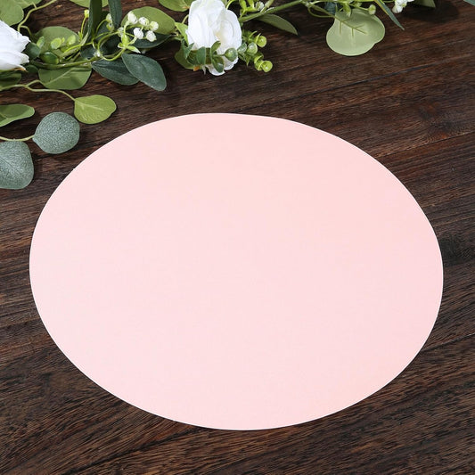 50 Pack 13 Inch Round Pink Paper Placemats – Elegant Disposable Lace Cut Table Mats for Wedding Reception Banquet Party Catering Events