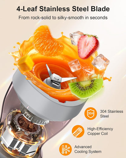 Smoothie Blender, 650W Personal Blenders for Shakes and Smoothies with Grinder Cup & 2 BPA-Free Portable Cups (20oz+14oz), Portable Blender for Juices, Smoothies Maker for Kitchen, Pink