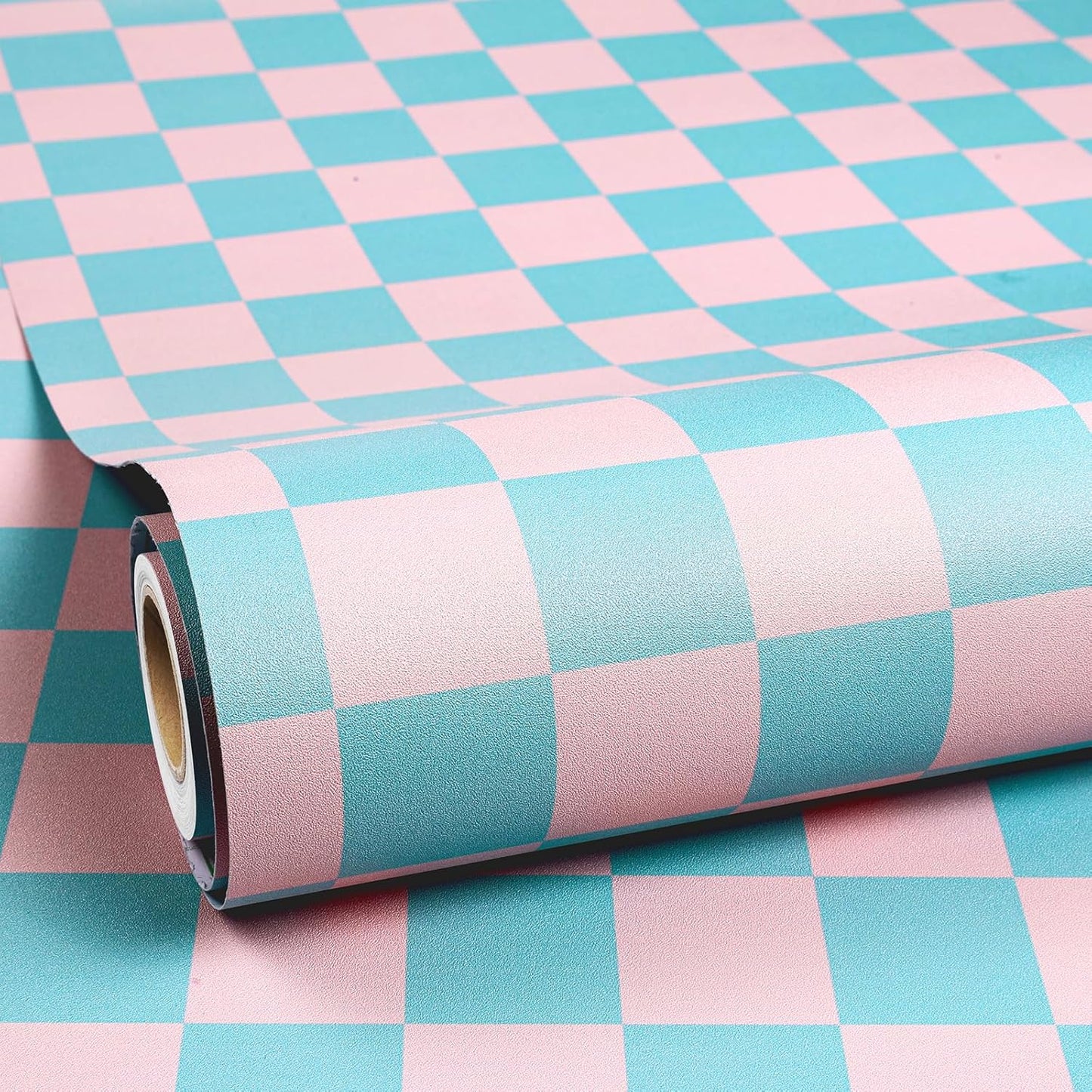 ReWallpaper Checkered Wallpaper Blue and Pink Plaid Wallpaper Stick and Peel Checkerboard Removable Wall Paper Girls Room Blue Pink Checkered Contact Paper for Countertops Kitchen Cabinets 17.5in×10ft