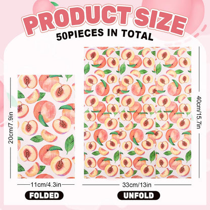 FYSUIMU 50 Pcs Peach Guest Napkins Watercolor Pink Peach Disposable Napkin Fruit Paper Hand Towels for Bathroom Summer Picnic Birthday Bridal Shower Party Table Supplies