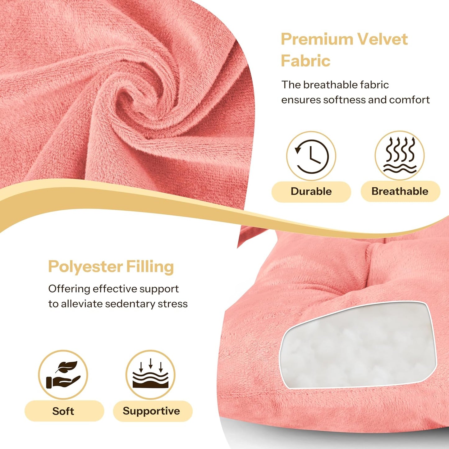 1 Pack Tufted Kitchen Chair Cushions Soft Indoor Chair Pads with Ties Thick Square Seat Cushions for Dining Room 15.5"x15.5" Pink