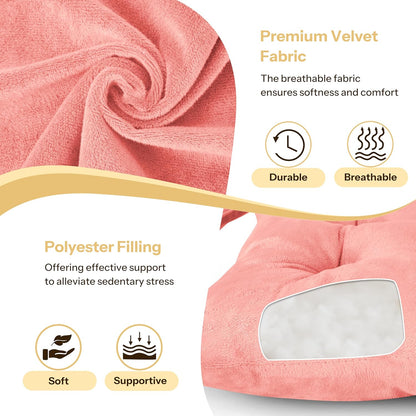 1 Pack Tufted Kitchen Chair Cushions Soft Indoor Chair Pads with Ties Thick Square Seat Cushions for Dining Room 15.5"x15.5" Pink