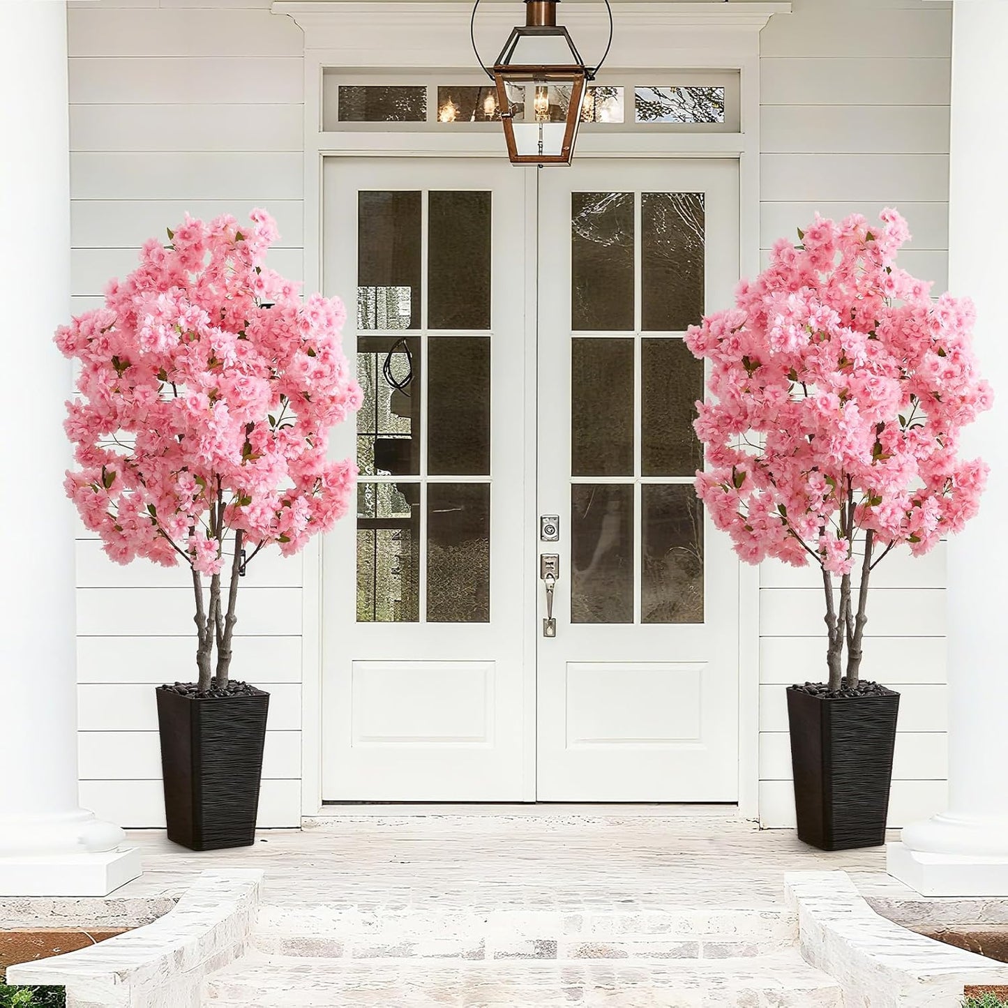 Artificial Cherry Blossom Tree, 5FT Fake Plants Indoor with Black Planter, Faux Pink Sakura Flowers Blooming Tree in Pot, Artificial Trees Silk Plant for House Room Office Entryway Porch Decor