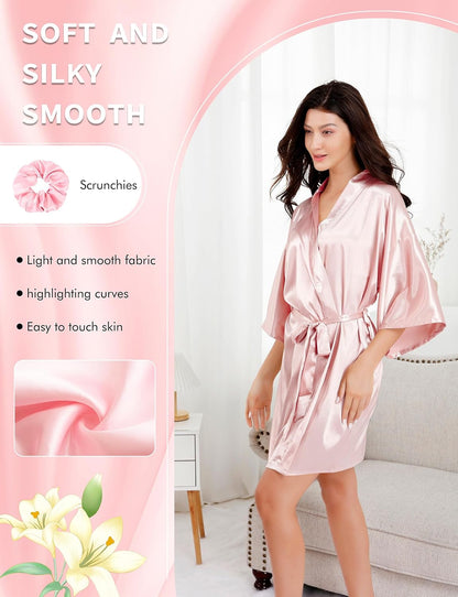 EPLAZA Women Floral Satin Robe Bridal Dressing Gown Wedding Bride Bridesmaid Kimono Sleepwear