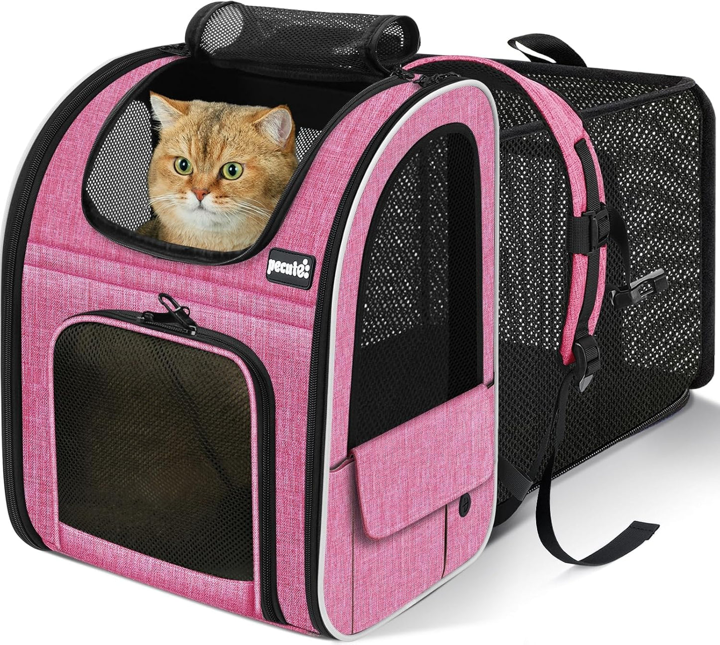 pecute Cat Backpack Extendable, Cat Carrier Backpack with Breathable Window