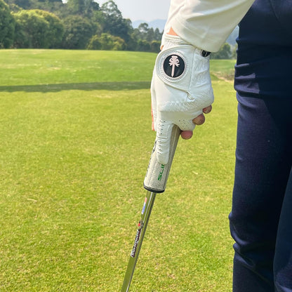 PINKTEE Golf Glove Women Left Hand Premium Cabretta Leather with Pink Marker All Weather Golf Gloves for Ladies Size Small Medium Large