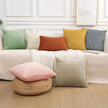 Simmore Decorative Summer Throw Pillow Covers 18x18 Set of 2, Soft Plush Flannel Double-Sided Fluffy Lumbar Pillow Covers for Couch Sofa Living Room, Pink