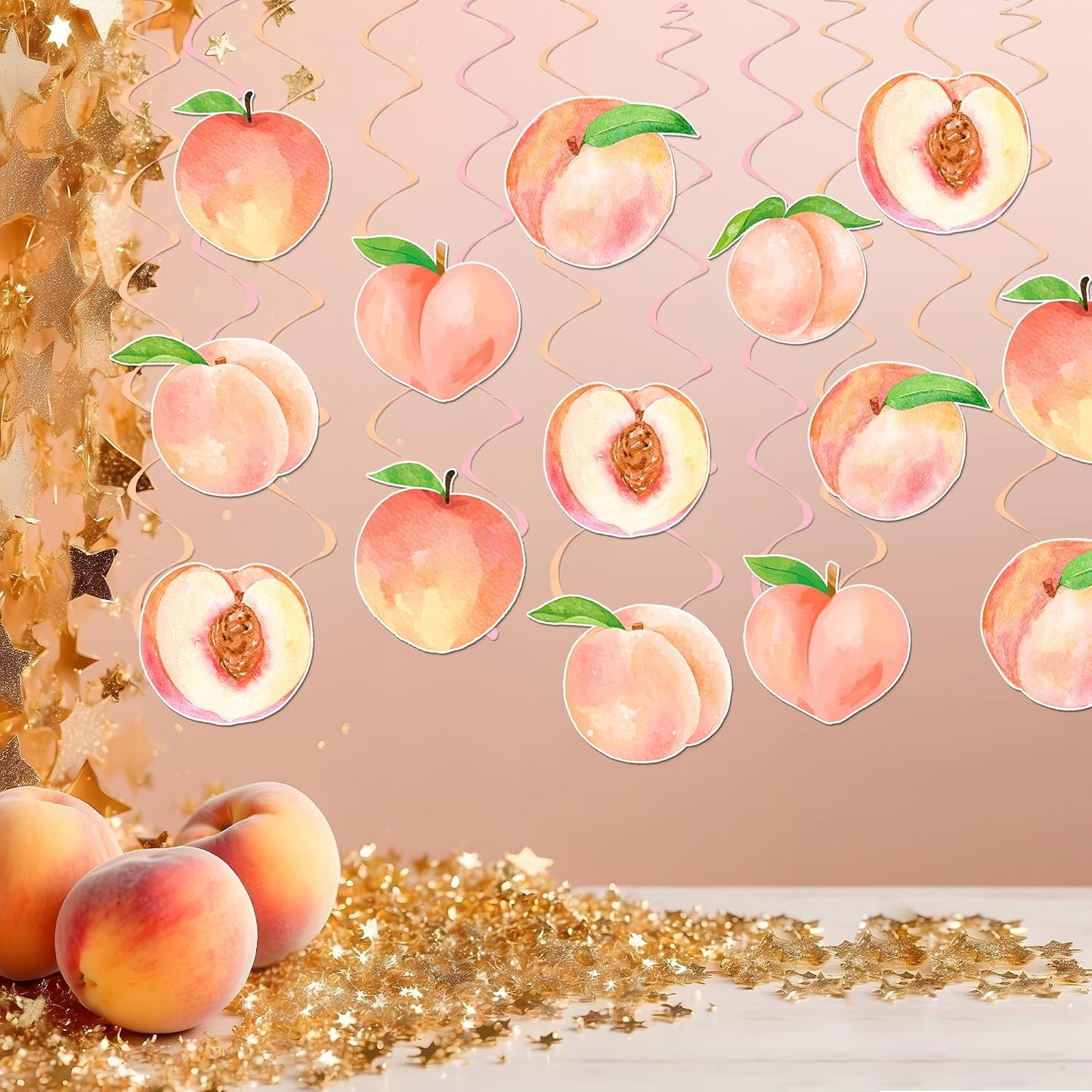 Peach Party Hanging Swirls Peach Birthday Party Supplies 20PCS Sweet Peaches Hanging Ceiling Streamers Sweet As a Peach Party Decorations for Little Peach Baby Shower Wedding Decor