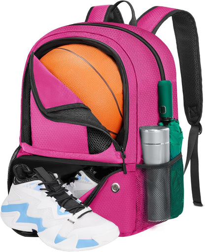 YOREPEK Basketball Backpack, Lightweight Basketball Bag with Ball Holder & Shoes Compartment, Sports Backpack Training Equipment Fit Soccer Volleyball Football