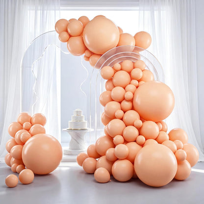 RUBFAC Peach Balloons 129pcs Different Sizes Pack of 18 12 10 5 Inch, Latex Light Orange Blush Pink Balloon Garland Arch Kit for Wedding Bridal Shower Engagements Anniversary Baby Shower Birthday