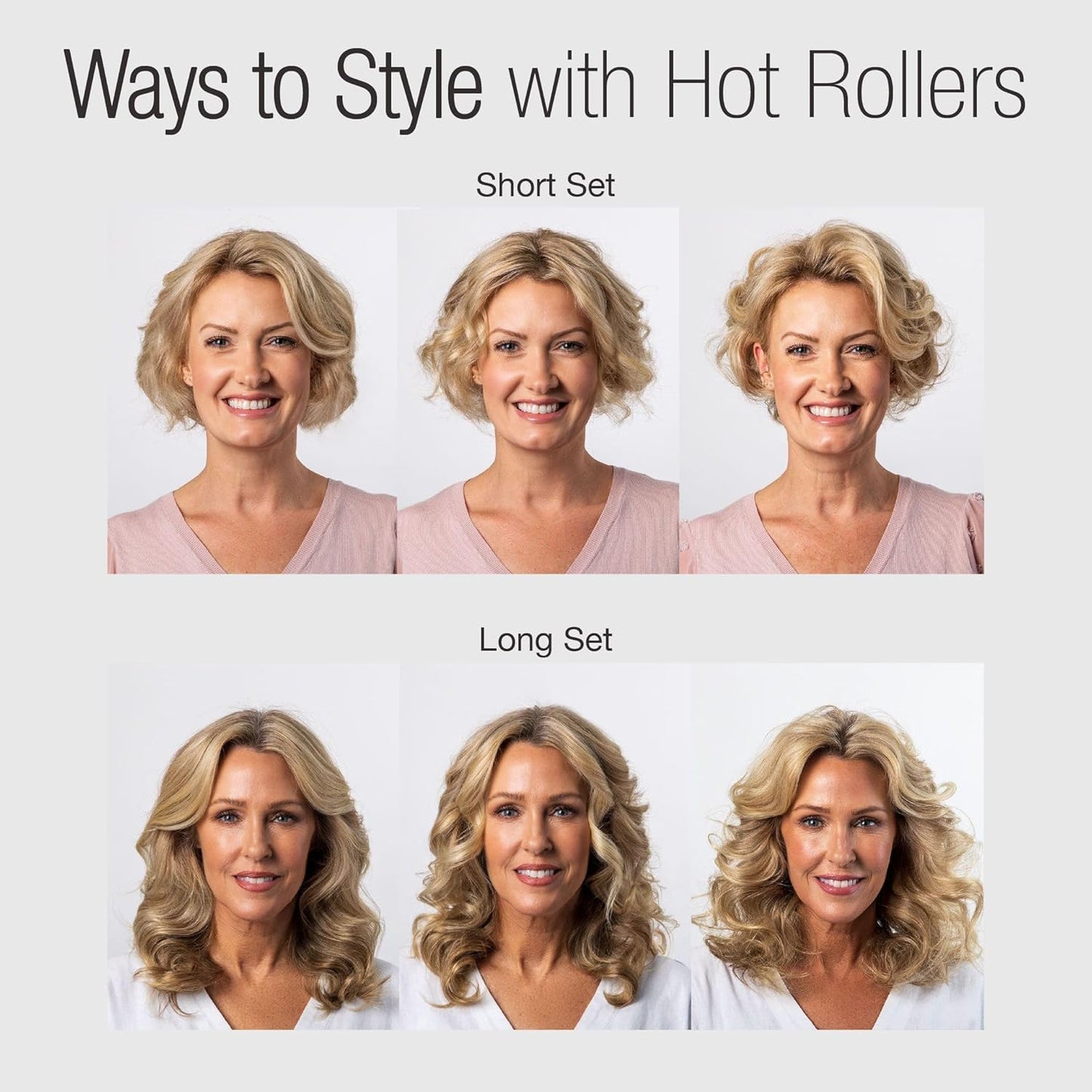 CALISTA Tools Ion Hot Rollers Long Set, Hot Rollers for Long Hair with Fusion Technology, Hair Rollers for Voluminous Curls & Waves, Fast Heating Curlers with Claw Clips,12 Piece Set, Pink