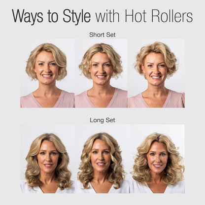CALISTA Tools Ion Hot Rollers Long Set, Hot Rollers for Long Hair with Fusion Technology, Hair Rollers for Voluminous Curls & Waves, Fast Heating Curlers with Claw Clips,12 Piece Set, Pink