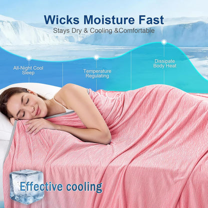 KMUSET Cooling Blanket Twin (60"x80"), Double Sided Summer Cooling Blankets for Hot Sleepers & Night Sweats, Cool Soft Lightweight Blanket for Dorm Room Essentials, Picnic, Gifts for Women Peach Pink