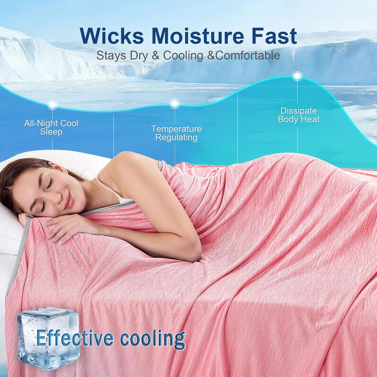 KMUSET Cooling Blanket Twin XL (60"x90"), Double Sided Summer Cooling Blankets for Hot Sleepers & Night Sweats, Cool Soft Lightweight Blanket for Dorm Room Essentials, Bed, Beach & Travel Peach Pink
