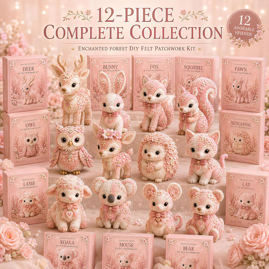 Pink Woodland Friends DIY Felt Patchwork Kit, Magic Forest Animals 3D Felt Sewing Kit DIY Creative Patchwork Art Craft for Beginner Crafters Home Decor Unique Handmade Gift，Blush Lamb