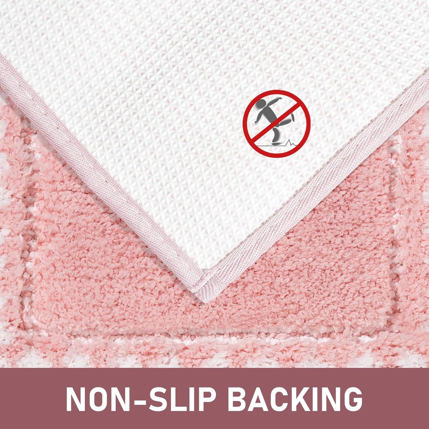 Pink Bathroom Rugs 20x31, Non Slip Washable Bath Mats,Super Soft Microfiber Bathroom Mats, Plush Fluffy Absorbent Bath Rugs for Sink Tub Basin Shower Floor
