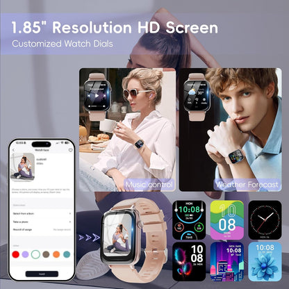 Smart Watch for Men Women Answer/Make Call, 1.85" HD Fitness Tracker with 24/7 Heart Rate & Sleep Monitor, 110+ Sports Modes, IP68 Waterproof Smartwatch, Long Battery Life for Android iOS, Pink