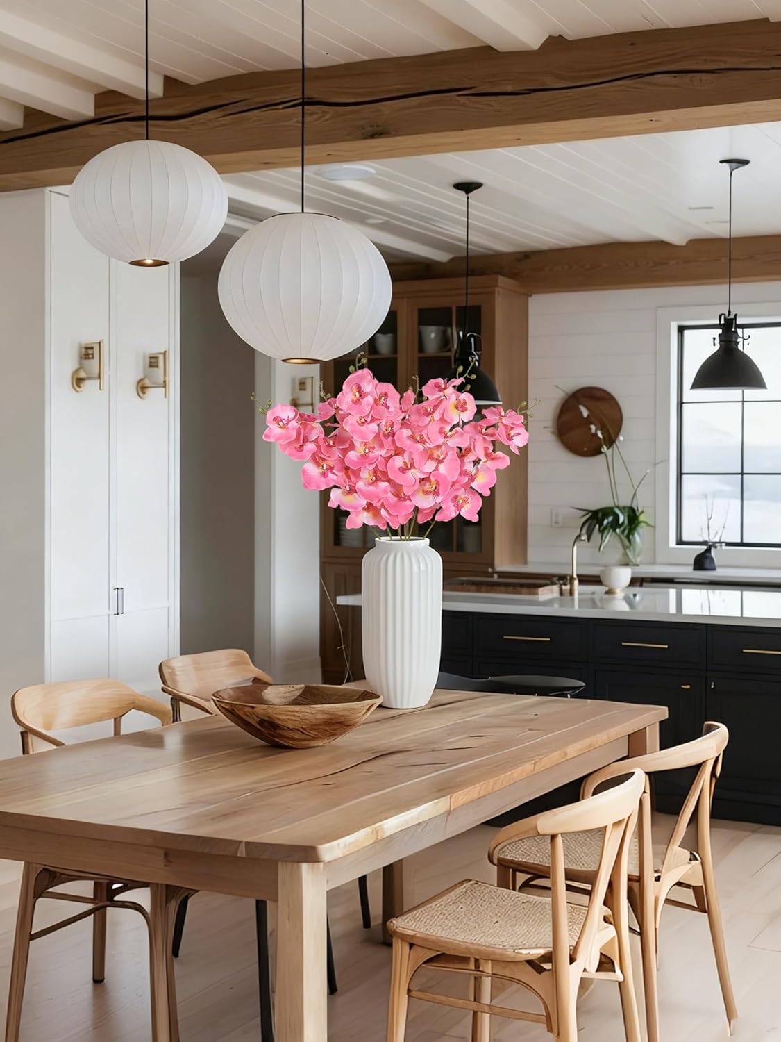 6pcs Orchid Artificial Flowers 29 in Fake Peach Orchid with Long Stem Faux Phalaenopsis Branches Silk Orchid Flowers for Wdding Party Home Decoration (Peach)
