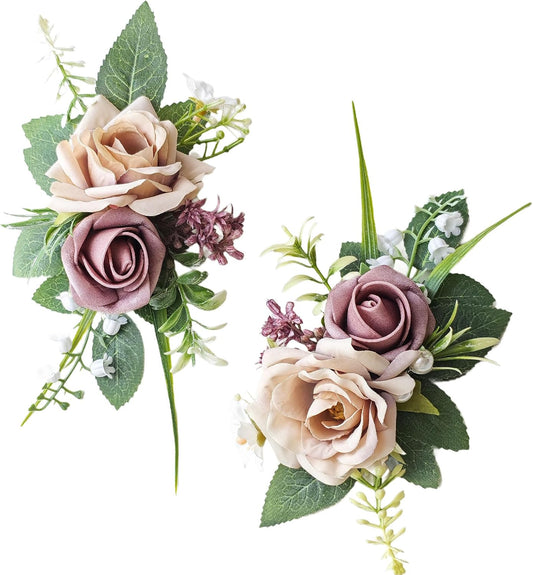 2pcs Boutonniere for Men - Suit Decor Flowers for Groom & Groomsmen, Perfect for Wedding, Prom, Homecoming, Anniversary, Graduation (Blush Pink)