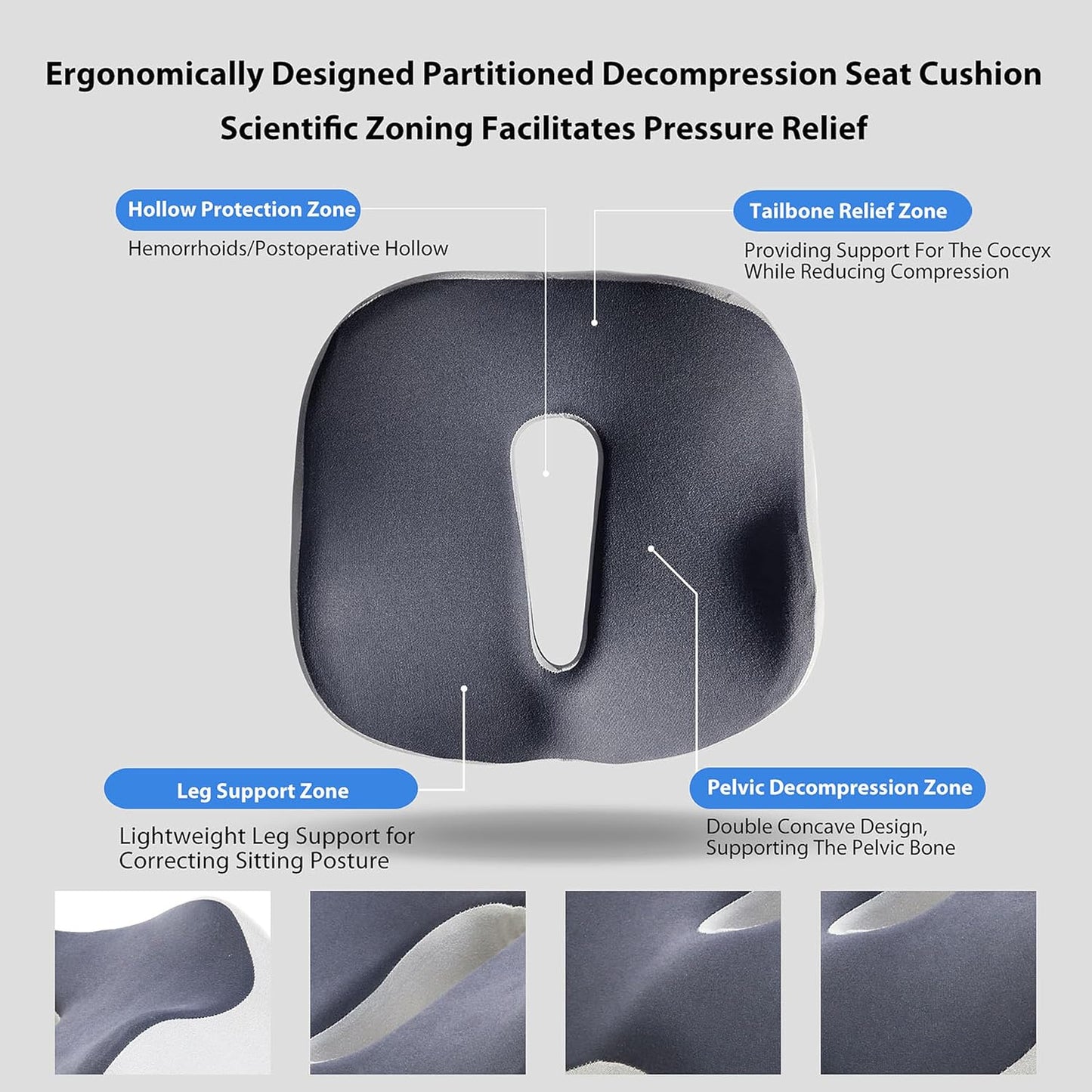 Ergonomic Memory Foam Seat Cushion - Suitable for Office Chairs, car Seats, and wheelchairs. Relieves Tailbone and Hip Pain. Durable and Comfortable.-Double Pink-M Runs Small