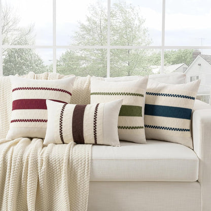 Fancy Homi Set of 2 Boho Coral Decorative Throw Pillow Cover 18x18 Inch for Couch Bed Sofa, Aesthetic Modern Organic Farmhouse Home Decor, Soft Cotton Cute Accent Macrame Woven Cushion Case