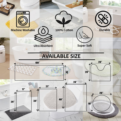Better Trends Premium Bathroom 30” Round Mat 100% Cotton, Water Absorbent Non-Slip Backing, Machine Washable for Bathroom, Tub, and Shower Use, Pink Shaggy Border Collection