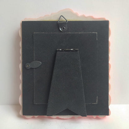 ZXT-parts 3x3 Picture Frame Square Pink Frame. Resin Handmade Photo Frame. Glass Panel. Black Suede Cover.European Style Suitable for Wall or Desktop.