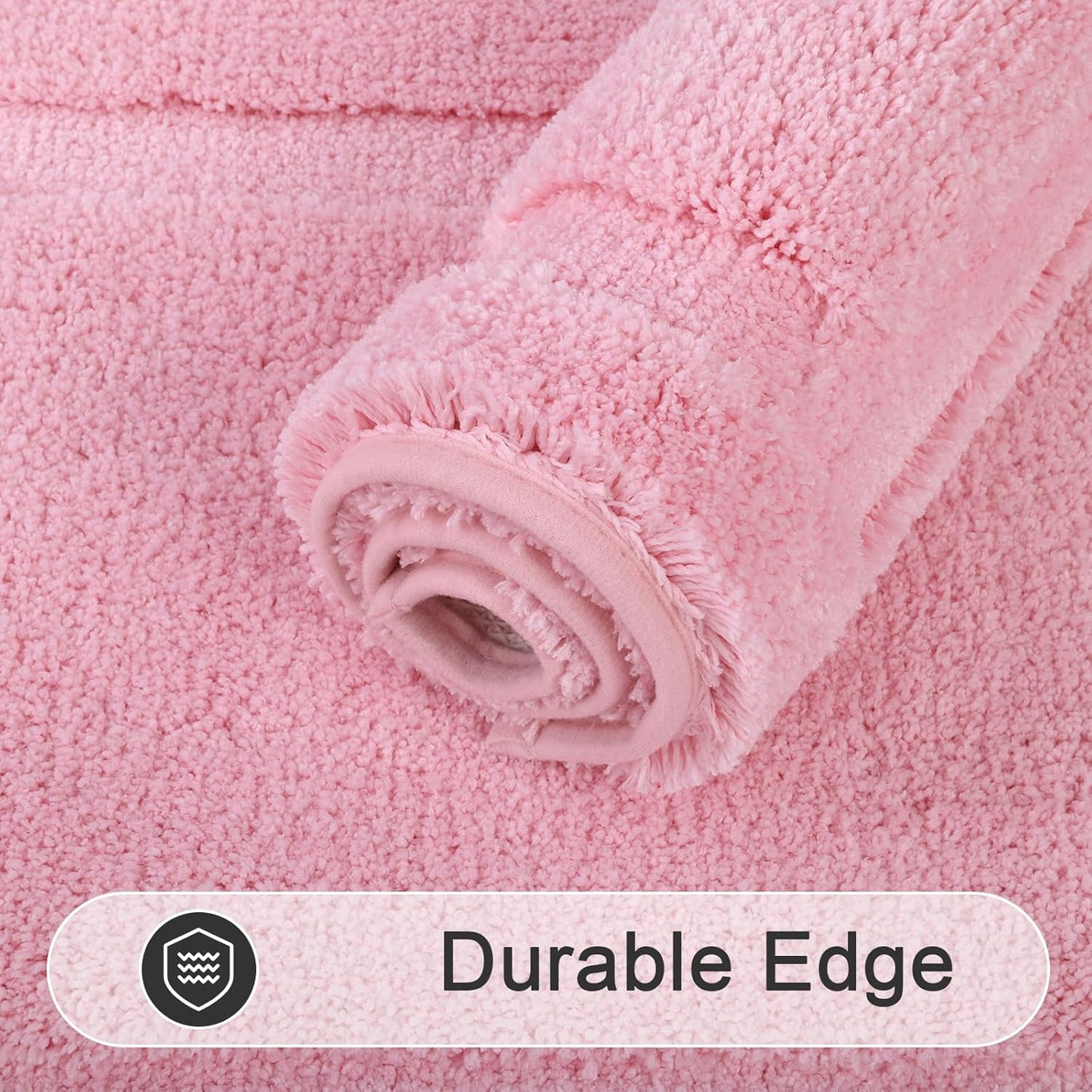 SHACOS Super Soft Small Bathroom Rugs 16x24 inch Non Slip Washable Bath Rugs Microfiber Bath Mats for Bathroom Floor Tub Shower Vanity Sink Decor Accessories, Pink 1'4" x 2'