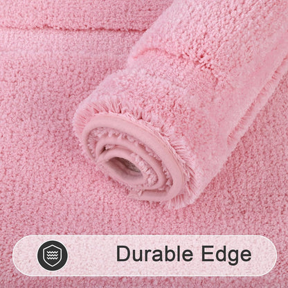 SHACOS Super Soft Small Bathroom Rugs 16x24 inch Non Slip Washable Bath Rugs Microfiber Bath Mats for Bathroom Floor Tub Shower Vanity Sink Decor Accessories, Pink 1'4" x 2'