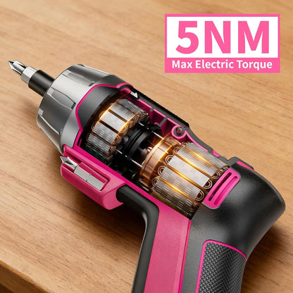 GRENPRO 4V Electric Screwdriver Rechargeable 29pcs, Cordless Screwdriver, USB Small Power Screwdriver Set with Bits, Pink, Ideal for Home Repairs