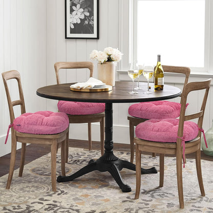 BUYUE Double-Layer Thickened Chair Cushion for Dining Chair, Natural Latex Foam Support, 2-Faced Reversible Kitchen Seat Cushion, Practical Non-Slip Chair Pad, 1 PC, Pink