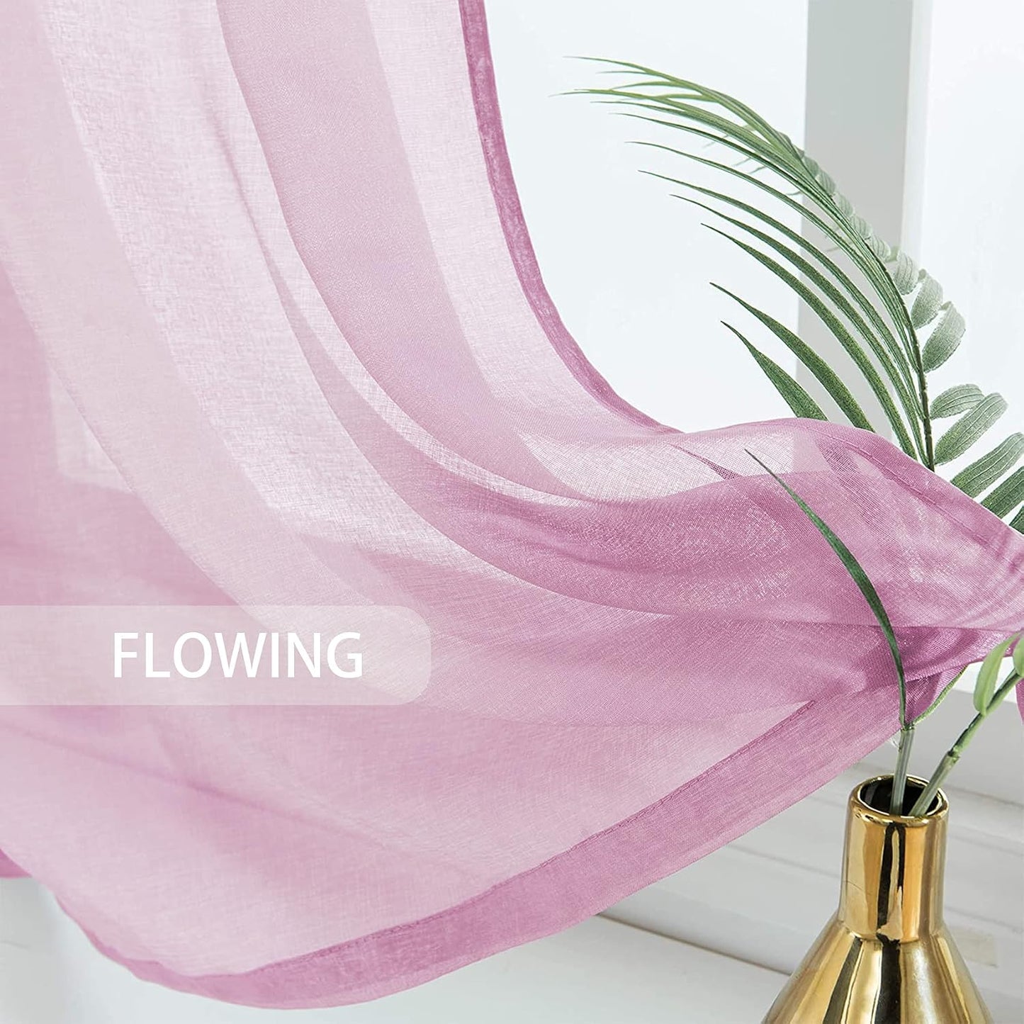 UPOPO Pink Valance 15 inches Long Sheer Curtain Valance Living Room Bedroom Kitchen Voile Transparent Light Filtering Valance Curtain Small Short Door Window Treatment 2 Panels Rod Pocket