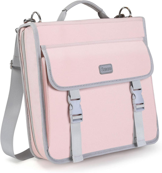 3" D-ring Zipper Binder with 700+ Sheets Capacity, 3-ring Zip Up Binder with Shoulder Strap for School, College, Office, Compatible with 13" MacBook & 12.9" Tablet (Light Pink)
