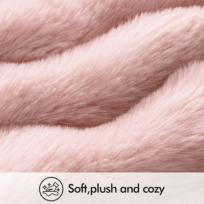 MIULEE Faux Fur Pillow Covers Thick Soft Plush Lumbar Throw Pillows Luxury Spring Valentines Day Home Decor for Couch Bed Chair Bedroom Living Room Sofa,12x20 Inch Pack of 2 Light Pink
