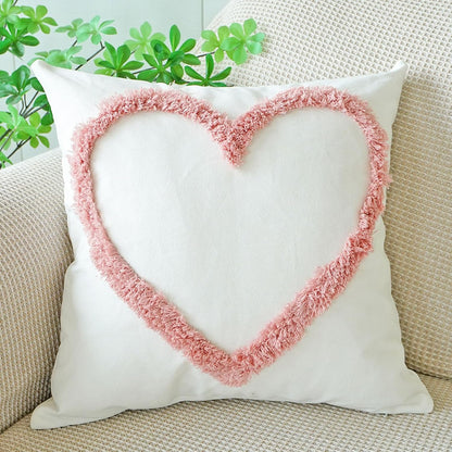 vctops Pack of 2 Pink Love Heart Decorative Throw Pillow Covers, 3D Embroidered Romantic Valentines Day Decorations, Soft Cotton Aesthetic Pillow Covers for Bed Sofa Couch (Pink,18"x18")