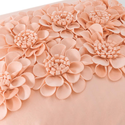 JWH Handmade 3D Flower Throw Pillow Covers Decorative Floral Accent Cushion Cover Velvet Pillowcase for Car Bed Couch Bedroom Decor 18x18 Inch Blush Pink