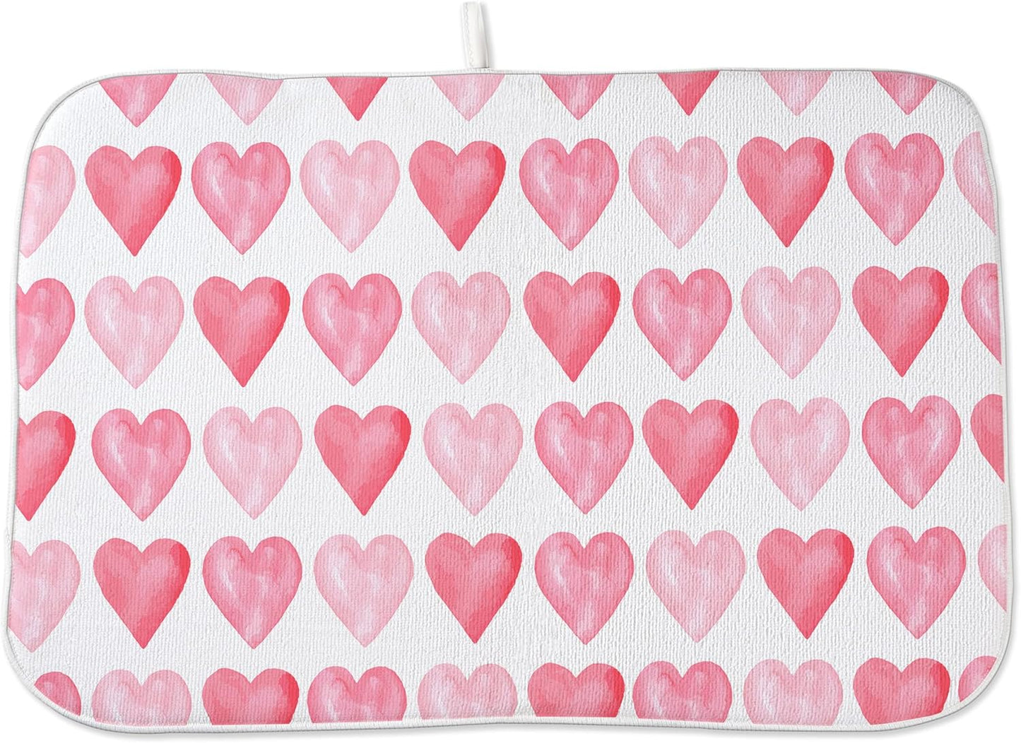 Valentine's Dish Drying Mat 18x24 Inches For Kitchen Counter Absorbent Pink Love Heart Kitchen Mother's Day Anniversary Wedding Drying Mat Pad For Home Kitchen,Dining Room,Office Decoration
