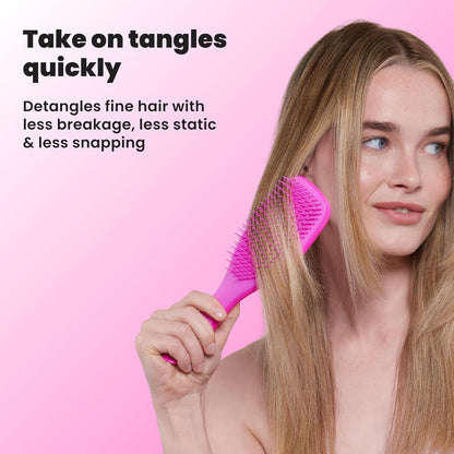 Tangle Teezer Fine Ultimate Detangler Brush, Dry & Wet Hair Brush to Detangle & Reduce Breakage for Fine Hair Types, Runway Pink