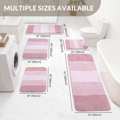 Exclusivo Mezcla Bathroom Rugs Mat 20x30, Extra Soft Non Slip Absorbent Microfiber Bath Rugs, Machine Washable Quick Dry Bath Mats for Bathroom Floor, Shower, Home Decor, Gradient Pink