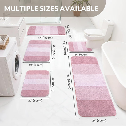 Exclusivo Mezcla Bathroom Rugs Mat 20x30, Extra Soft Non Slip Absorbent Microfiber Bath Rugs, Machine Washable Quick Dry Bath Mats for Bathroom Floor, Shower, Home Decor, Gradient Pink