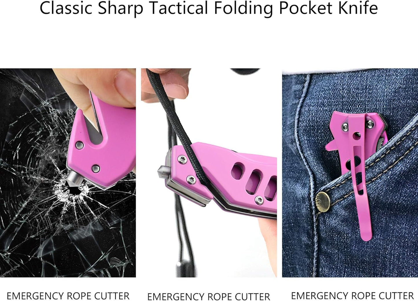 ALBATROSS EDC Cool Sharp Tactical Folding Pocket Knife,SpeedSafe Spring Assisted Opening Knifes with Liner Lock,Pocketclip,Glass Breaker,Seatbelt Cutter(Pink)