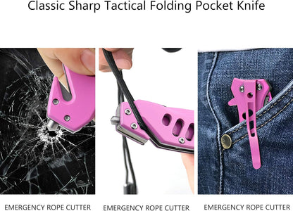 ALBATROSS EDC Cool Sharp Tactical Folding Pocket Knife,SpeedSafe Spring Assisted Opening Knifes with Liner Lock,Pocketclip,Glass Breaker,Seatbelt Cutter(Pink)