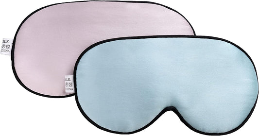 CHILDHOOD Super Soft Silk Sleep Mask for Kids with Adjustable Strap-Silk Eye Mask for Sleeping Blocking Lights (Blue & Pink)