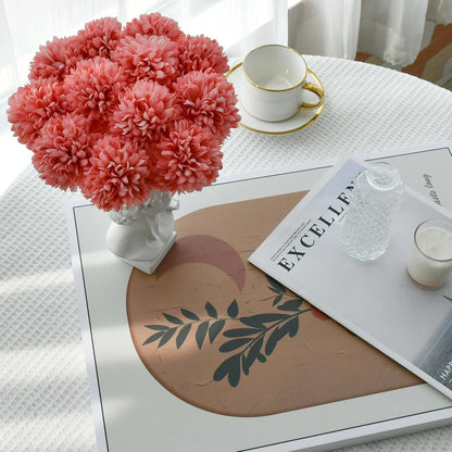 Mandy's Dusty Pink Chrysanthemum - 12 Pcs Artificial Mums Flowers for Home Table Centerpiece, Spring & Summer Decor, UV-Resistant Silk Flowers for Porch, Patio and Wedding