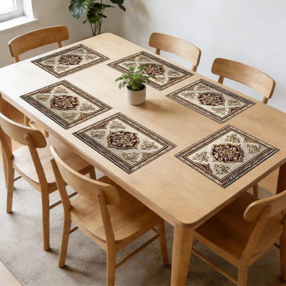 Nuxovilar Square placemats Set of 7 Table Runner and placemats Pink Floral&Vintage Pattern Linen-Cotton Tablerunner(72X13inch)&6 Placemats(11.8X17.7) Table Setting Supplies Cafe,Family Dinner