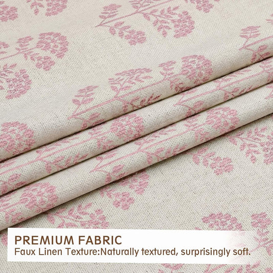 Aiyufeng Kitchen Valances for Windows 14 Inch Long 2 Panels Set, Floral Rustic Light Filtering Short Window Treatment Curtains for Bedroom Farmhouse Living Room, 52Wx14L Inch, Light Pink