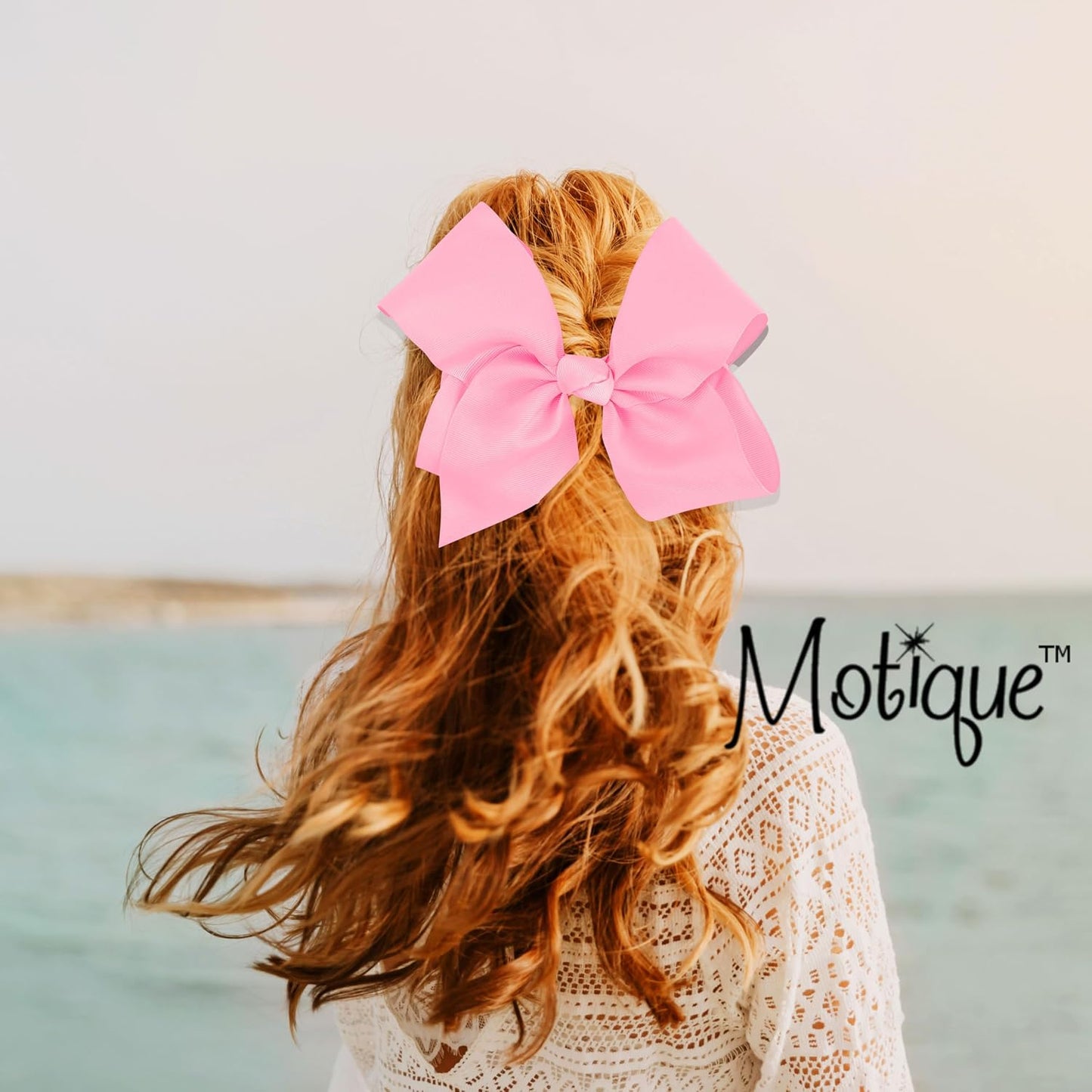 8 Inch Grosgrain Bow for Women and Girls (Light Pink)